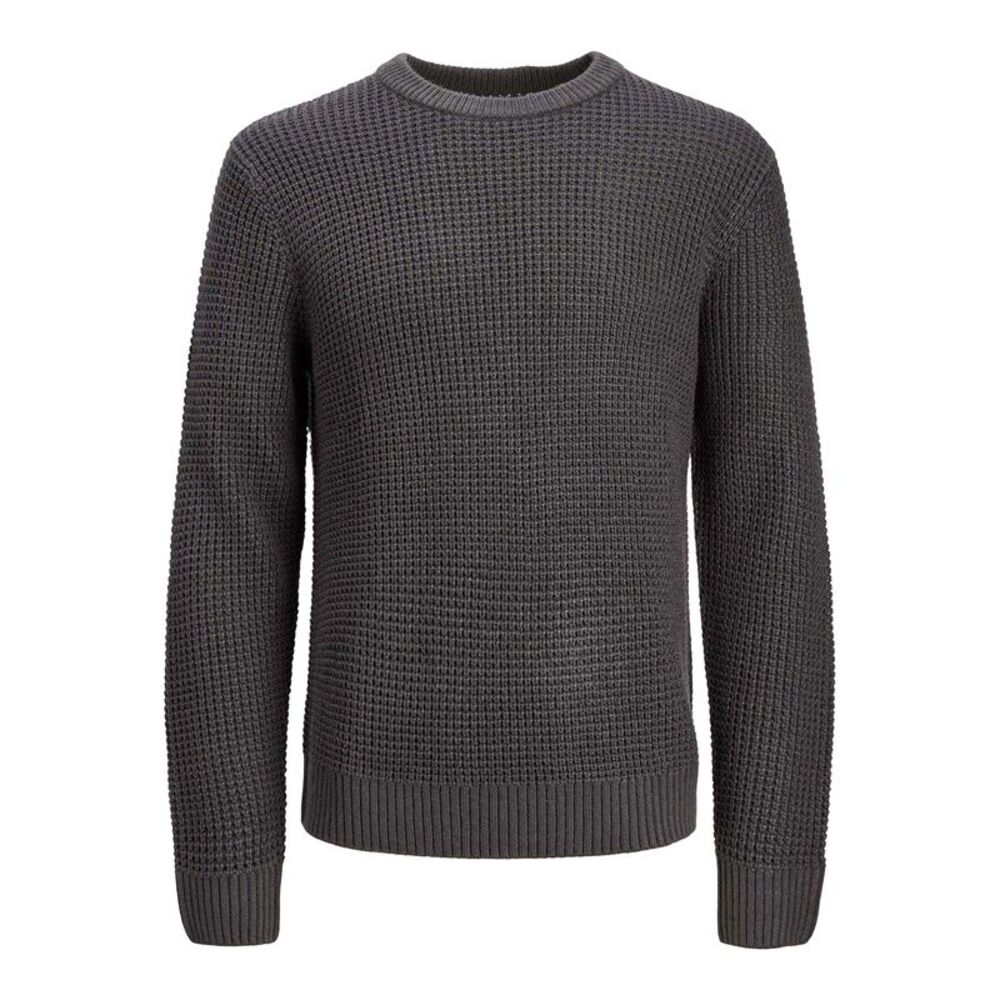 Jack And Jones Mens Textured Long-Sleeved Sweater / Asphalt